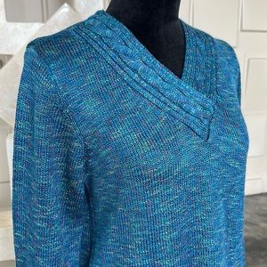 Great Northwest sweater top blue V neck long sleeve Size Large